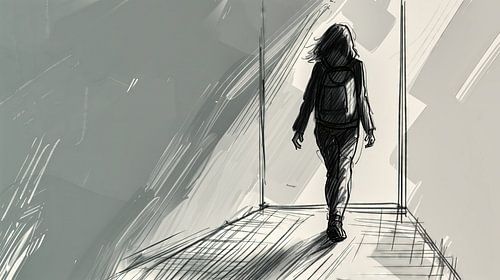 Leerlingen met rugzakken in de gang van de school