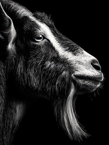 Geit - Karaktervol zijprofiel in zwart-wit