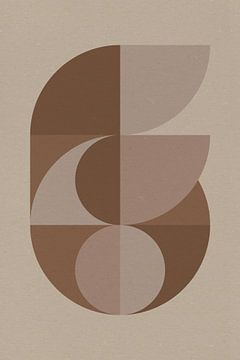 Moderne abstracte geometrische kunst in retrostijl in bruin en beige nr. 7 van Dina Dankers