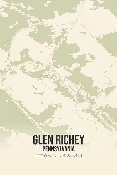 Vintage map of Glen Richey (Pennsylvania), USA. by Prints of Place
