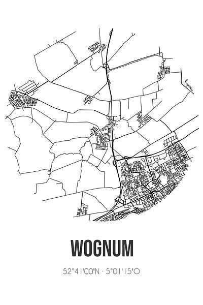 Wognum (Noord-Holland) | Map | Black and White by Prints of Place