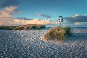 La plage de Heiligenhafen en mer Baltique dans la lumière du soir