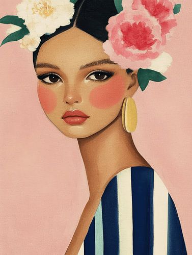 Modern portret in pastelkleuren