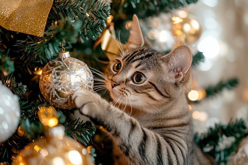 Christmas cat by Poster Art Shop