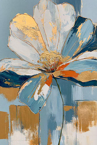 Blossoms in Blue and Gold – modern floral art