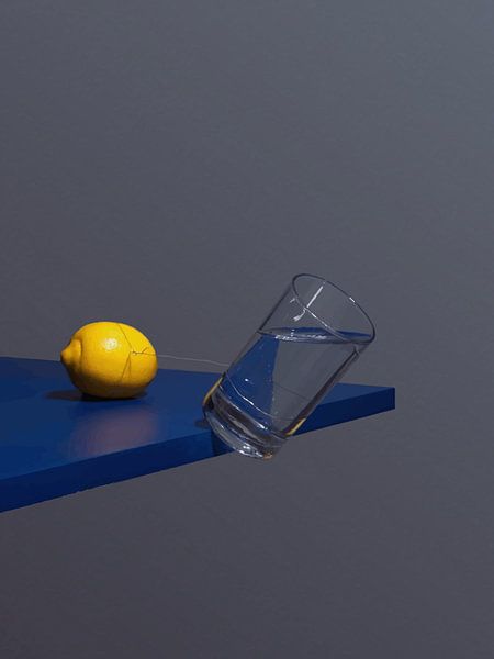 100. Still life with lemon and water glass by Domstad Rudie