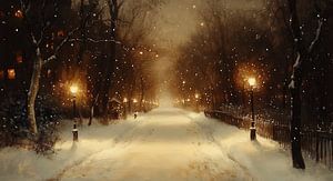 Schnee und Laternen