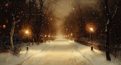 Snow and lanterns