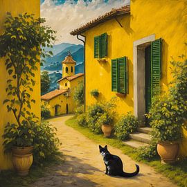 An Italian village - in soft yellow tones by Reiner Borner