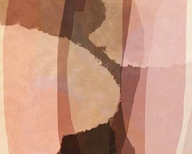 Abstracte organische vormen en lijnen in terracotta, bruin, roze van Dina Dankers