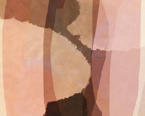 Abstracte organische vormen en lijnen in terracotta, bruin, roze van Dina Dankers