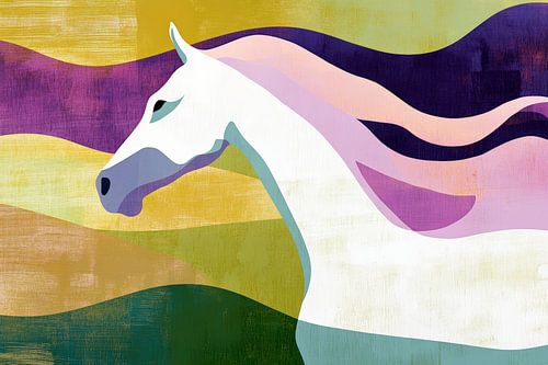 Fantasierijk paardenportret in kleuren