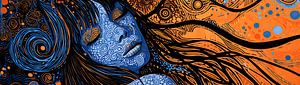 Moderne abstrakte Kunst | Orange Blau Wirbel