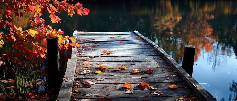 Autumnal jetty by the lake by Poster Art Shop