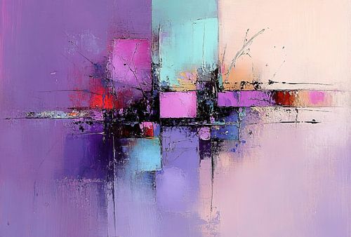 Art Canvas | Art moderne en bleu et rose