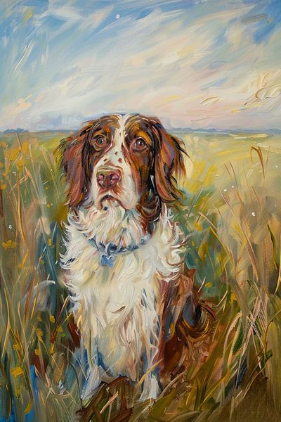 Hundemalerei in einer bunten Landschaft von Art & Soul Creations