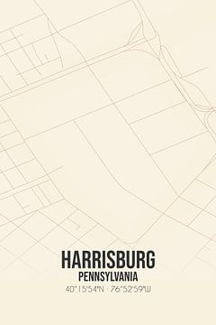 Alte Karte von Harrisburg (Pennsylvania), USA. von Rezona