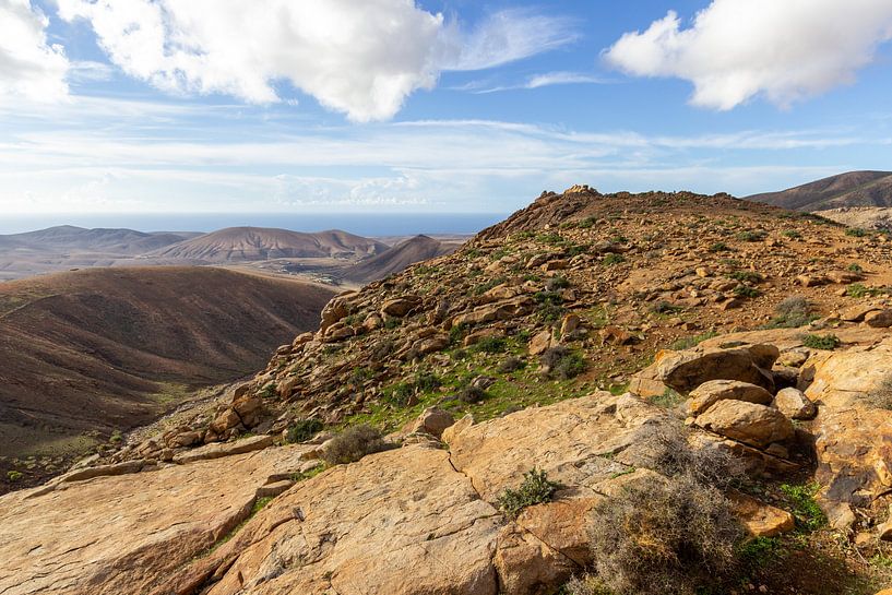 Vulkanlandschaft mit verschiedenfarbigen Bergen auf der Insel Fuerteventura von Reiner Conrad