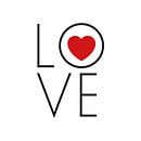 Leinwand mit Text 'Love' und rotem Herzen von Mike Maes Miniaturansicht