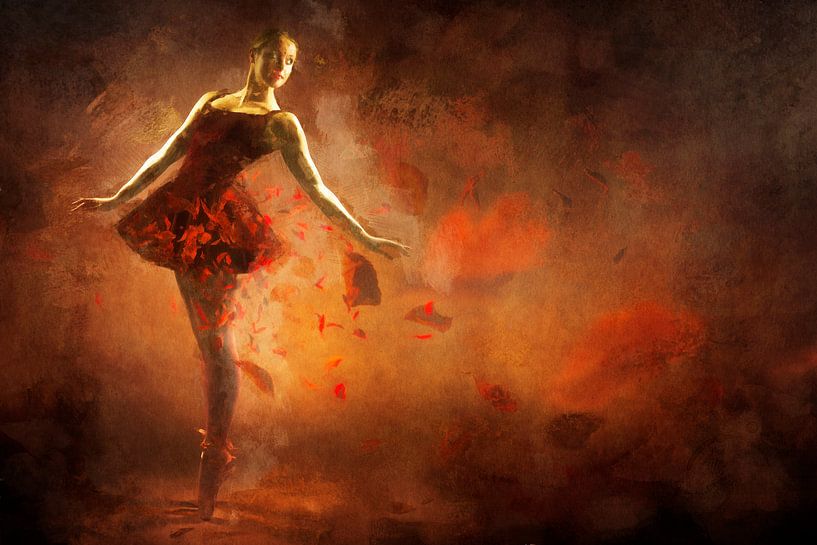 Gemalte rote Ballerina von Arjen Roos