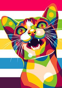 Miauendes Katzenporträt in Pop Art von Lintang Wicaksono