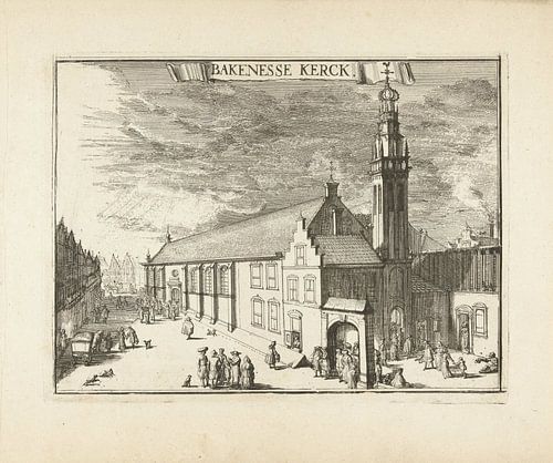 Gezicht op de Bakenesserkerk, Romeyn de Hooghe