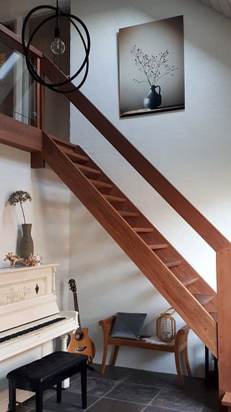 Klantfoto: Blauwe vaas met besjes (gezien bij vtwonen) van Karin Bazuin, op aluminium