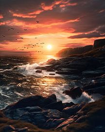 L'heure dorée au bord de la mer