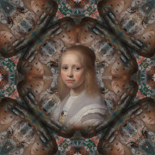 Portrait of a girl in blue, kaleidoscope version, after the work of Johannes Verspronck by MadameRuiz