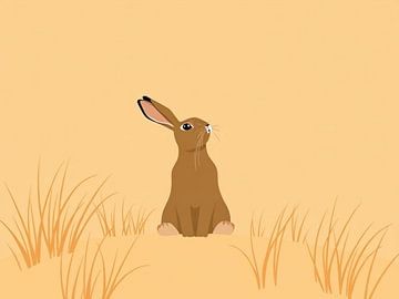 Een konijntje zittend op de duinen. van J.a Dijkstra