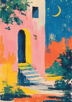 Moonlit night at the Pink House by Niklas Maximilian