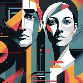 Geometrische abstractie van een paar van Liona Toussaint