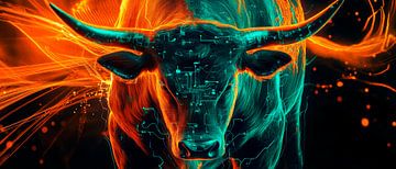 Digitale stier in heldere kleuren van Poster Art Shop