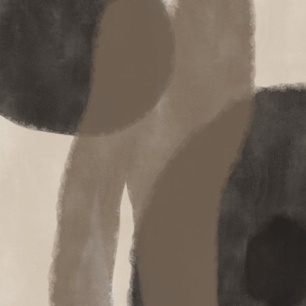 Modern abstract minimalist art. Organic shapes and lines in neutral colors. Over the Hills. by Dina Dankers
