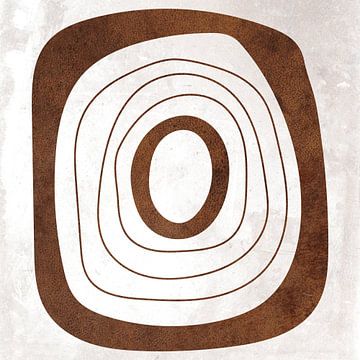 Abstracte geometrische cirkels in grunge roestbruin 8 van Dina Dankers