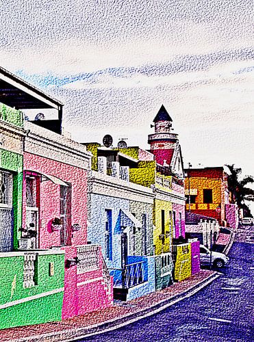 Bo Kaap mixed media aux couleurs vives