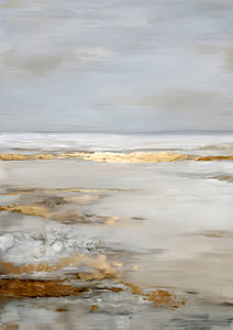 Minimalistische Abstract Wabi-Sabi Gold Kunst