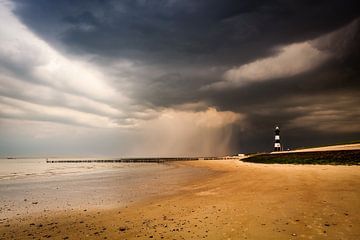 a thunderstorm approaches Breskens in Zeeland by Eugene Winthagen