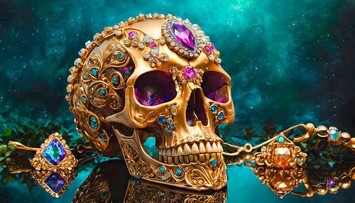 Schedel met diamanten
