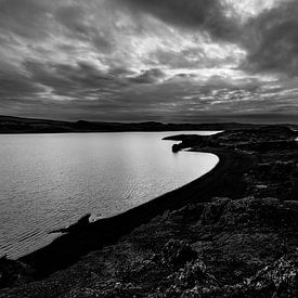 Island in Schwarz und Weiß, Grindavik von Mark de Weger