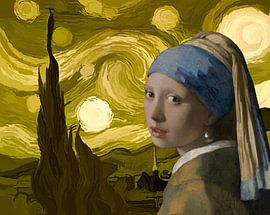 Girl with a Pearl Earring and The Starry Night by Digital Art Studio