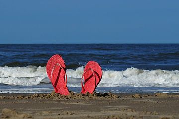 Flip Flops  in het zand by Elfriede de Jonge Boeree