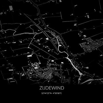 Schwarz-weiße Karte von Zijdewind, Nordholland. von Rezona