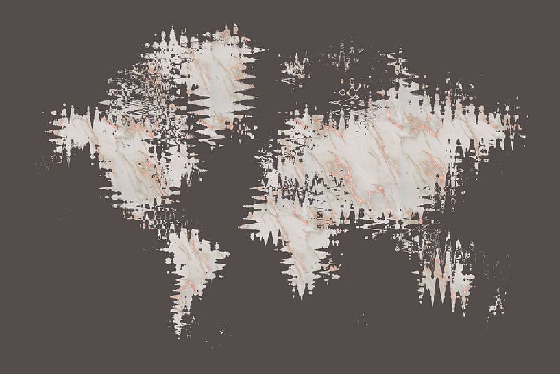 Grafische kaart van de wereld abstract | rose goud en marmer van Melanie Viola