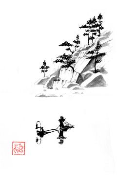 fishing at the fall by Péchane Sumie