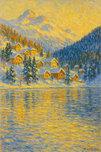 Goldene Reflexe von St. Moritz - Alpenlicht über Wasser und Schnee