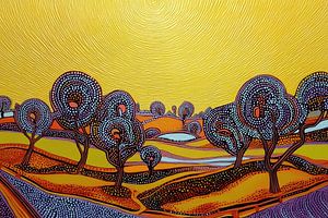 Bunte Landschaft im pointillistischen Stil