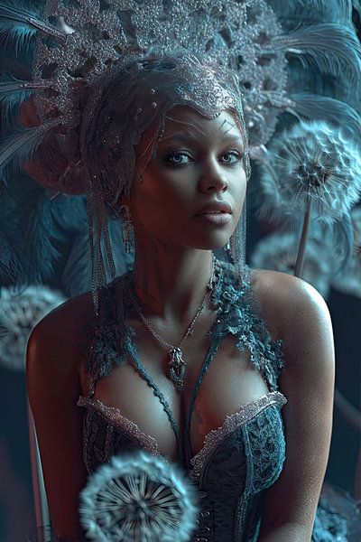 woman with flowers surrealism dandelion by Egon Zitter