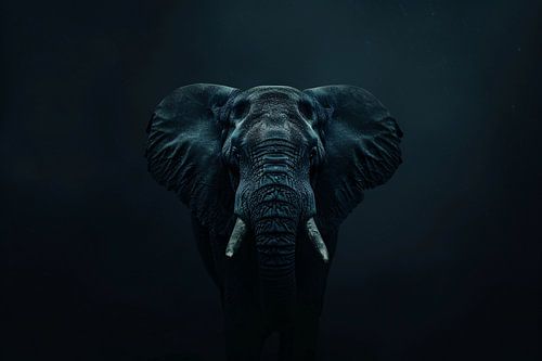 Olifant in het donker met zichtbare schaduwen