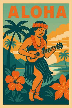 Hawaii, Aloha illustration. by Johannes